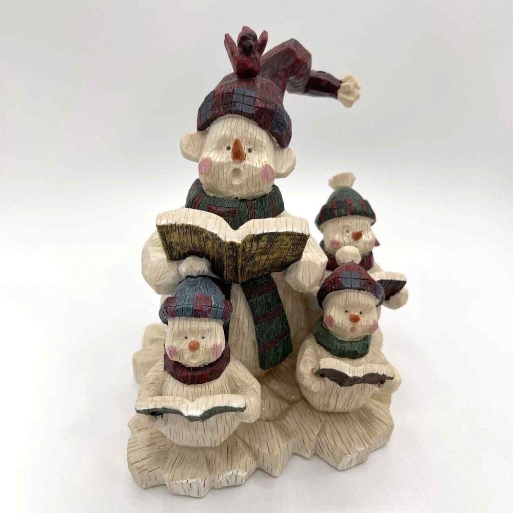Herco Gift Snowman Figurine Family Christmas Carolers Bird Holiday Decoration
